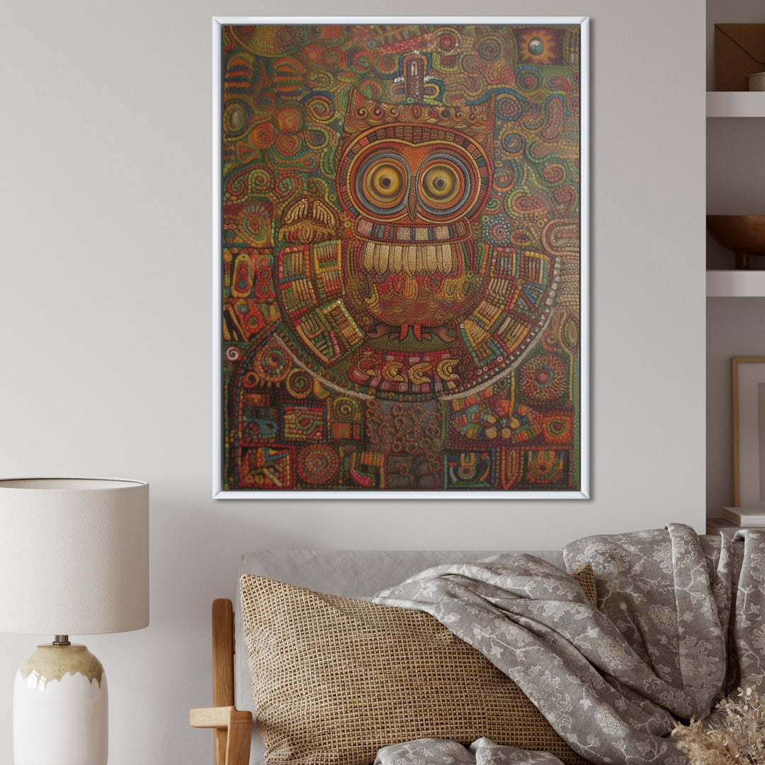 Tribal Portrait Of Owl - Brown Owl Wall Art