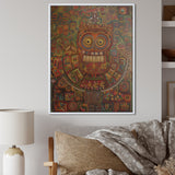 Tribal Portrait Of Owl - Brown Owl Wall Art