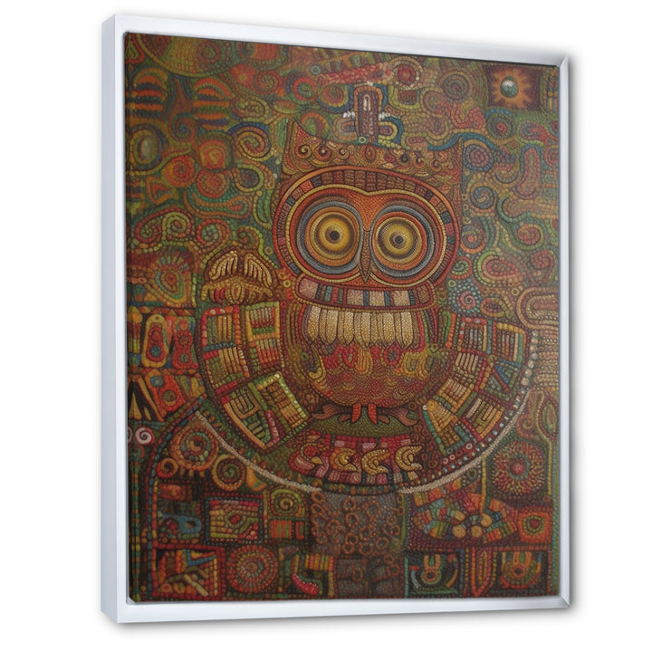 Tribal Portrait Of Owl - Brown Owl Wall Art