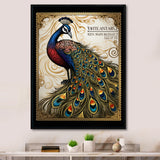 Stamp Illustration Of Glorious Peacock - Peacock Wall Art Prints