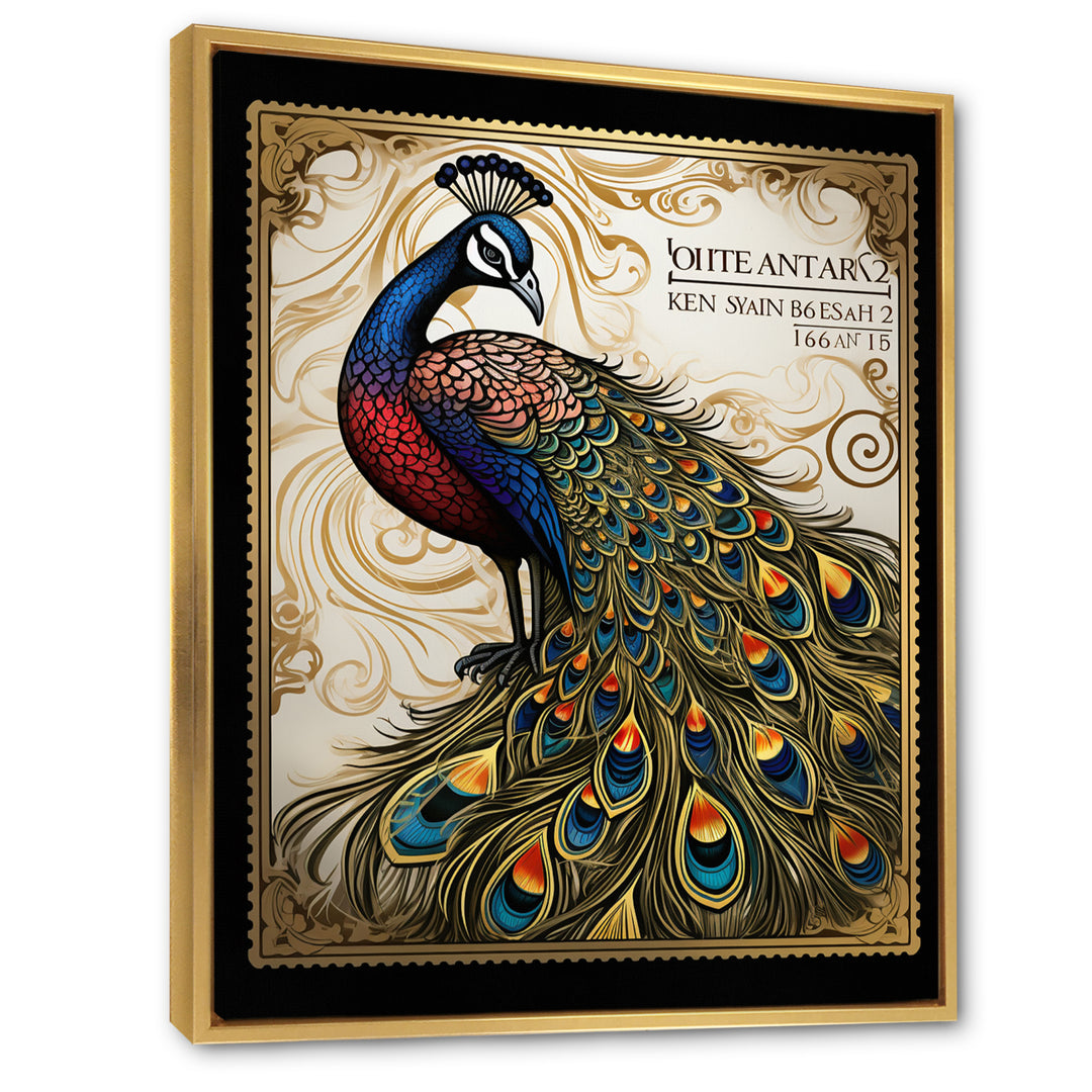 Stamp Illustration Of Glorious Peacock - Peacock Wall Art Prints