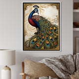 Stamp Illustration Of Glorious Peacock - Peacock Wall Art Prints