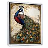 Stamp Illustration Of Glorious Peacock - Peacock Wall Art Prints