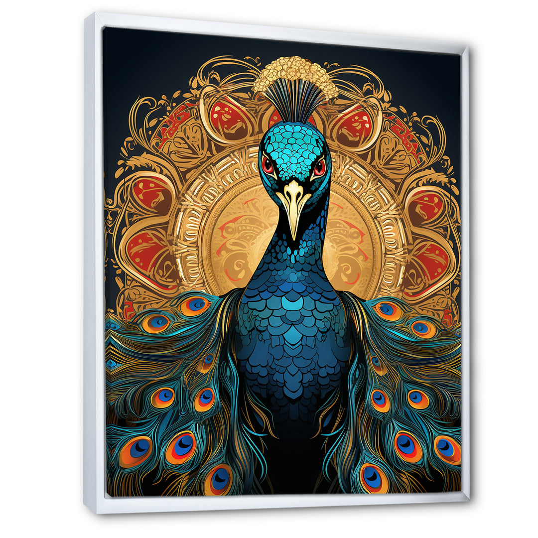 Vintage Illustration Of Glorious Blue Peacock - Blue Peacock Wall Art