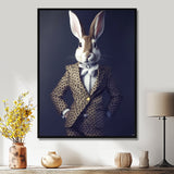 White Rabbit In Fancy Suit - Rabbit Living Room Wall Art