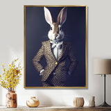 White Rabbit In Fancy Suit - Rabbit Living Room Wall Art