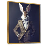 White Rabbit In Fancy Suit - Rabbit Living Room Wall Art