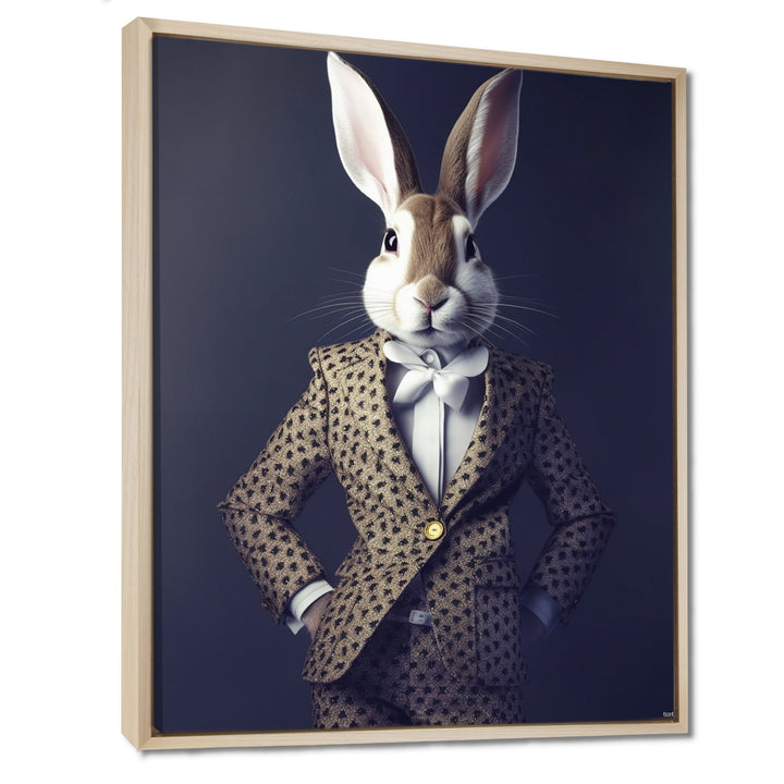White Rabbit In Fancy Suit - Rabbit Living Room Wall Art