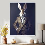 White Rabbit In Fancy Suit - Rabbit Living Room Wall Art