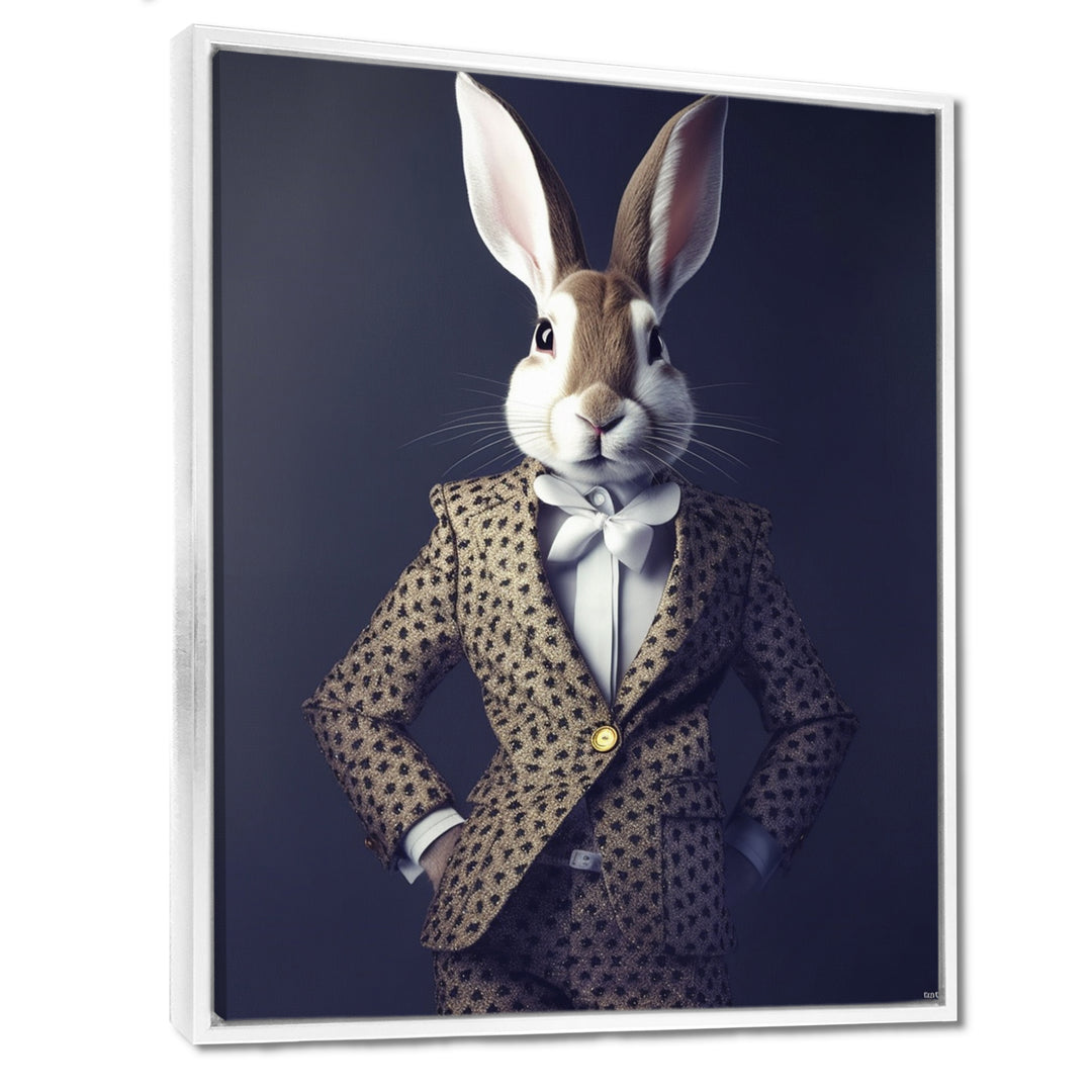 White Rabbit In Fancy Suit - Rabbit Living Room Wall Art