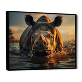 Wild Rhino In The Water Wildlife Photography - Rhino Bedroom Wall Art