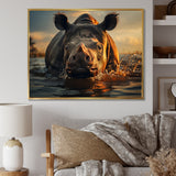 Wild Rhino In The Water Wildlife Photography - Rhino Bedroom Wall Art