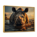 Wild Rhino In The Water Wildlife Photography - Rhino Bedroom Wall Art