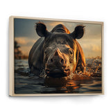 Wild Rhino In The Water Wildlife Photography - Rhino Bedroom Wall Art