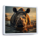 Wild Rhino In The Water Wildlife Photography - Rhino Bedroom Wall Art
