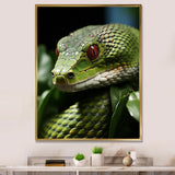 Portrait Of Green Snake Wildlife Photography - Snake Living Room Wall Art