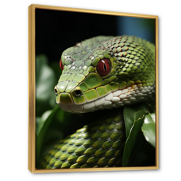 Portrait Of Green Snake Wildlife Photography - Snake Living Room Wall Art