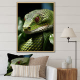 Portrait Of Green Snake Wildlife Photography - Snake Living Room Wall Art