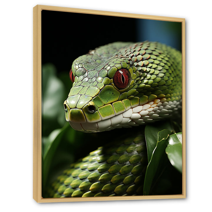 Portrait Of Green Snake Wildlife Photography - Snake Living Room Wall Art