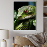 Portrait Of Green Snake Wildlife Photography - Snake Living Room Wall Art