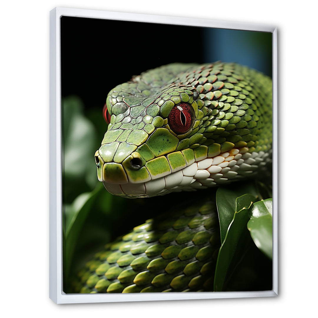 Portrait Of Green Snake Wildlife Photography - Snake Living Room Wall Art