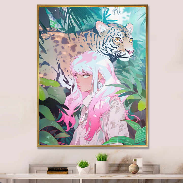 Wild Tiger With Young Girl In The Jungle - Tiger Wall Decor