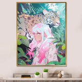 Wild Tiger With Young Girl In The Jungle - Tiger Wall Decor