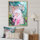 Wild Tiger With Young Girl In The Jungle - Tiger Wall Decor