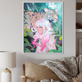 Wild Tiger With Young Girl In The Jungle - Tiger Wall Decor
