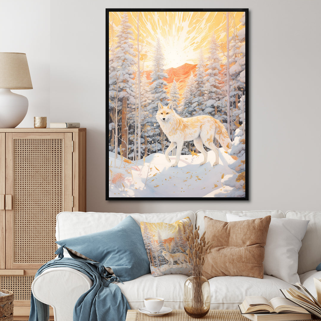 White Wild Wolf In Winter Forest - White Wolf Wall Art