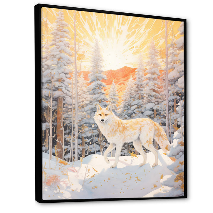 White Wild Wolf In Winter Forest - White Wolf Wall Art