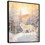 White Wild Wolf In Winter Forest - White Wolf Wall Art
