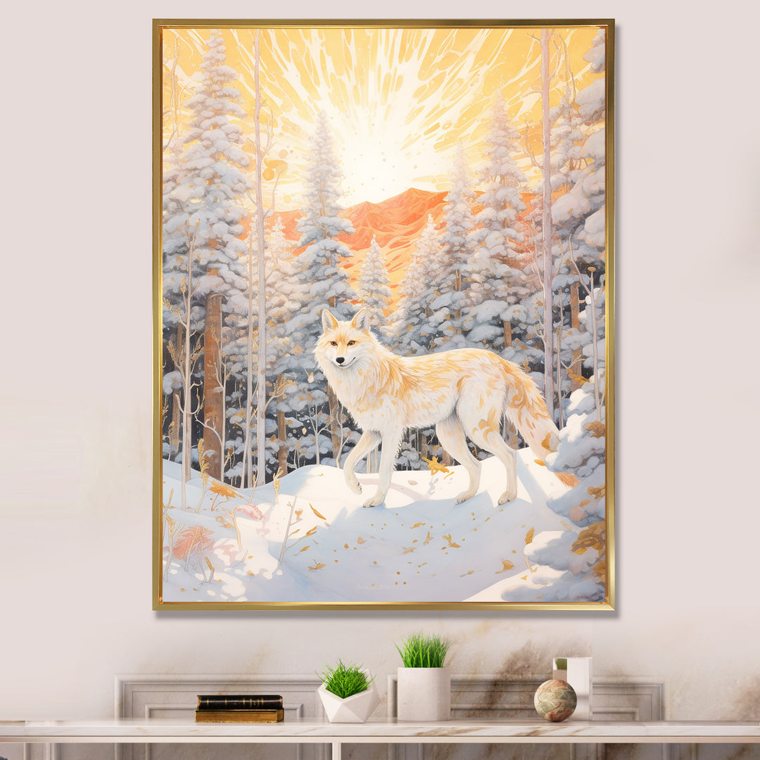 White Wild Wolf In Winter Forest - White Wolf Wall Art