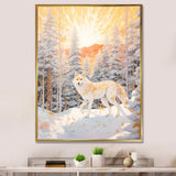 White Wild Wolf In Winter Forest - White Wolf Wall Art
