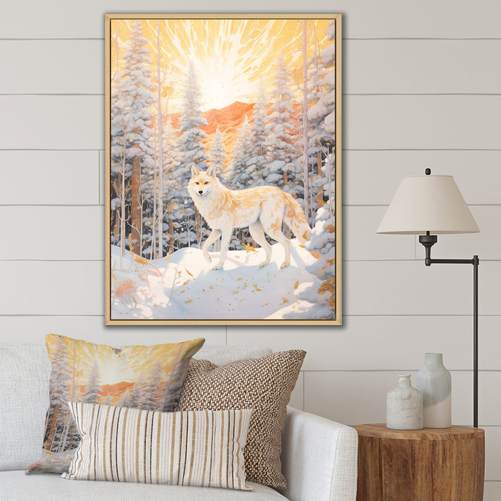 White Wild Wolf In Winter Forest - White Wolf Wall Art