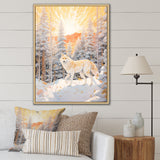 White Wild Wolf In Winter Forest - White Wolf Wall Art