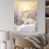 White Wild Wolf In Winter Forest - White Wolf Wall Art