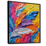 Rough Texture Colorful Feathers Painting - Feathers Large Canvas Wall Art