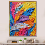 Rough Texture Colorful Feathers Painting - Feathers Large Canvas Wall Art