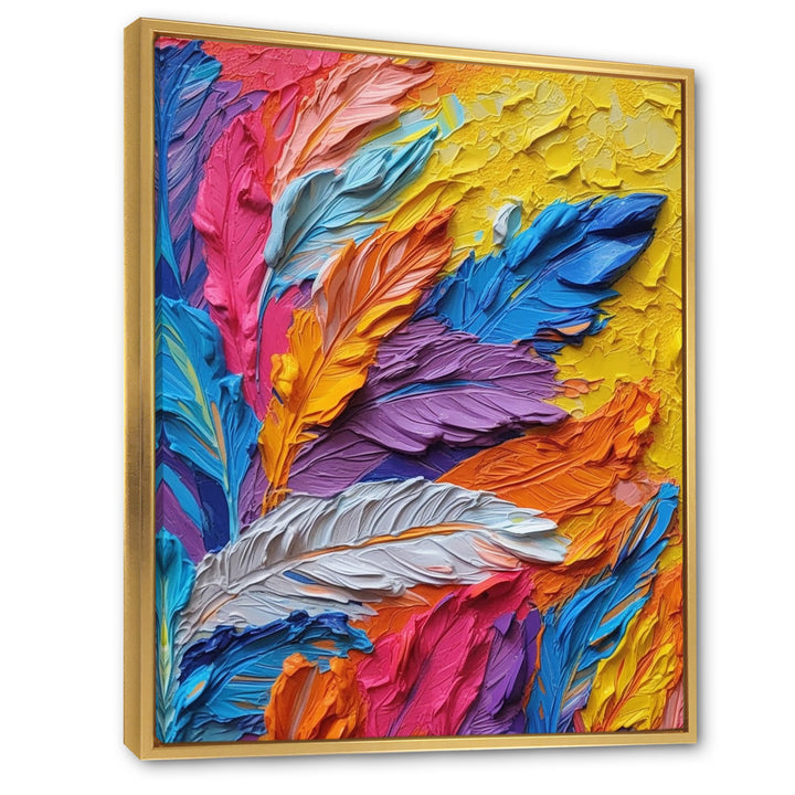 Rough Texture Colorful Feathers Painting - Feathers Large Canvas Wall Art