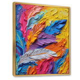 Rough Texture Colorful Feathers Painting - Feathers Large Canvas Wall Art