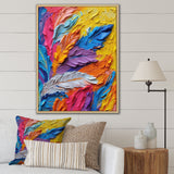 Rough Texture Colorful Feathers Painting - Feathers Large Canvas Wall Art
