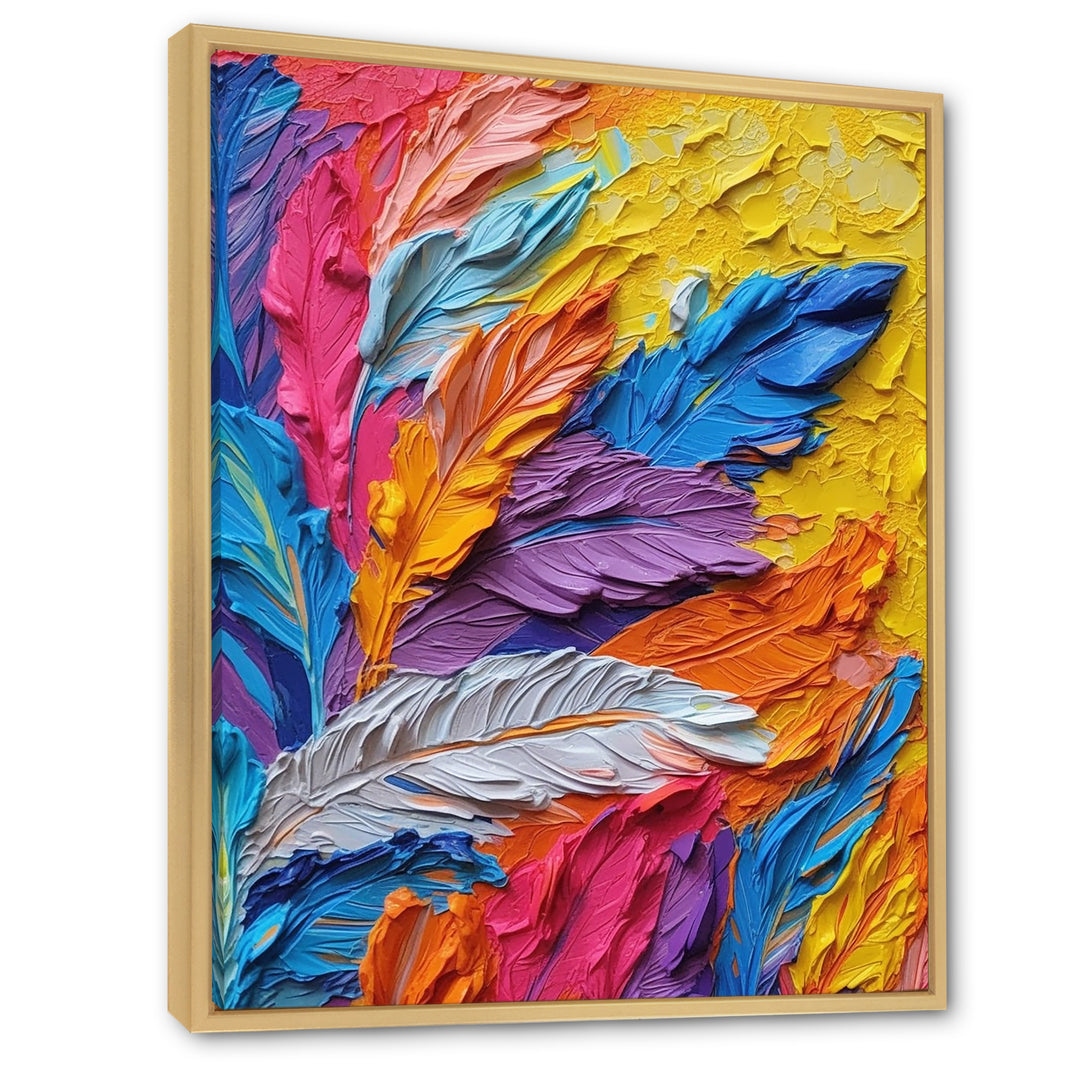 Rough Texture Colorful Feathers Painting - Feathers Large Canvas Wall Art