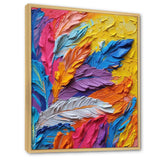 Rough Texture Colorful Feathers Painting - Feathers Large Canvas Wall Art