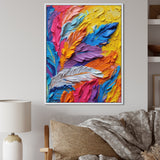 Rough Texture Colorful Feathers Painting - Feathers Large Canvas Wall Art