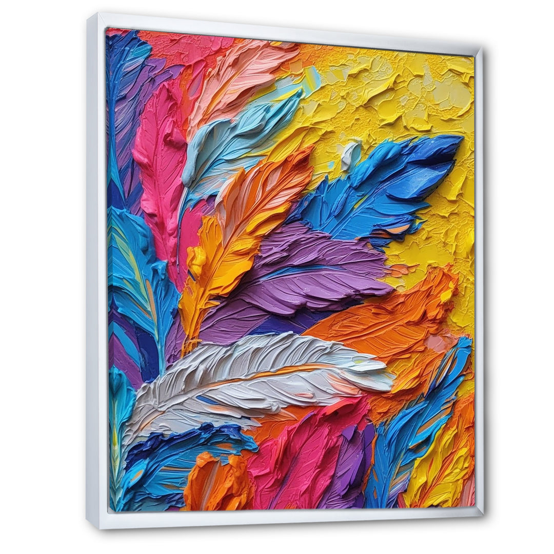 Rough Texture Colorful Feathers Painting - Feathers Large Canvas Wall Art