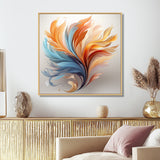 Fractal Boho Feather Amber Orange And Turquoise - Feathers Wall Decor