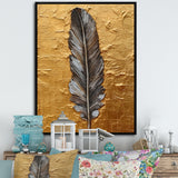 Boho Glam Exquisite Gold Feather Painting - Black Feathers Wall Art