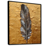 Boho Glam Exquisite Gold Feather Painting - Black Feathers Wall Art