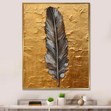 Boho Glam Exquisite Gold Feather Painting - Black Feathers Wall Art